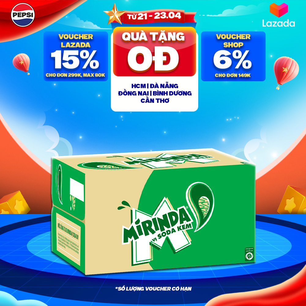 Thùng 24 Chai Nước Ngọt Có Gaz Mirinda Soda Kem (390ml/chai)