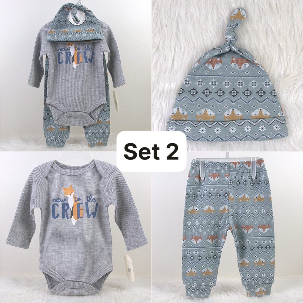 Set bodysuits sơ sinh cotton xuất dư siêu mềm mại cho bé gái bé trai 4 chi tiết xịn xò 0-9m
