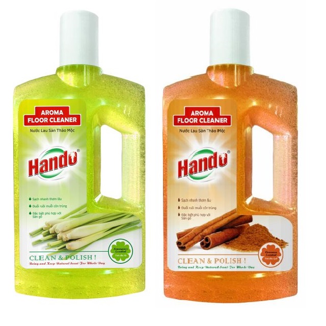 Bộ 2 chai nước lau sàn đậm đặc hando 1l hương sả và hương quế bho19