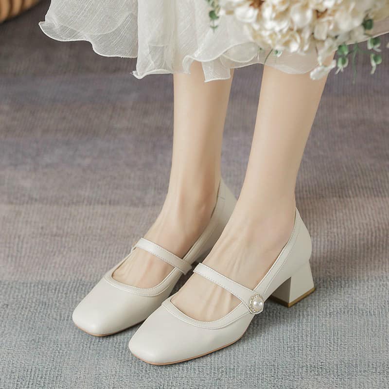 Giày judy- giày gót vuông love mary quai ngang viền 5p 6029