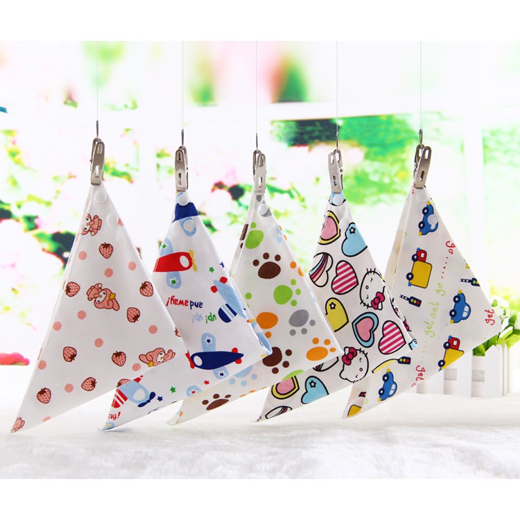 combo 5 yếm yếm cotton cho bé. yếm quàng cổ cho bé trai bé gái. Khăn tam giác cotton giữ ấm cổ cho bé (có nút)