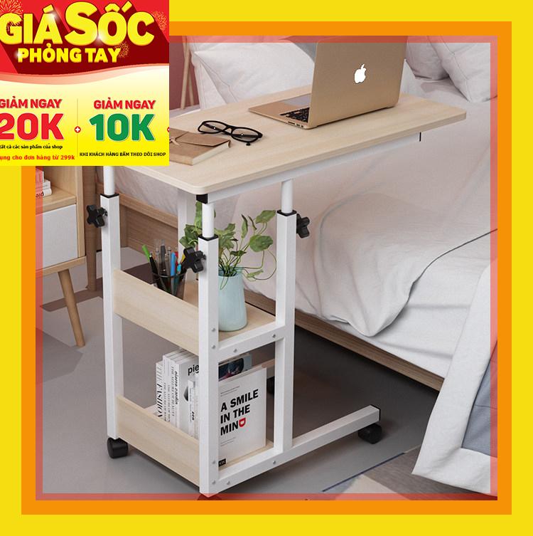 Bàn làm việc, bàn học di động có bánh xe mặt bàn phủ Melanine chân bàn sơn tĩnh điện chống gỉ
