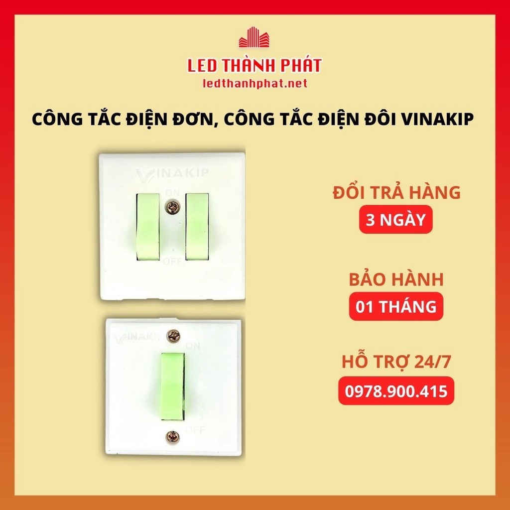 Công tắc điện đơn, công tắc điện đôi Vinakip 6A-250V