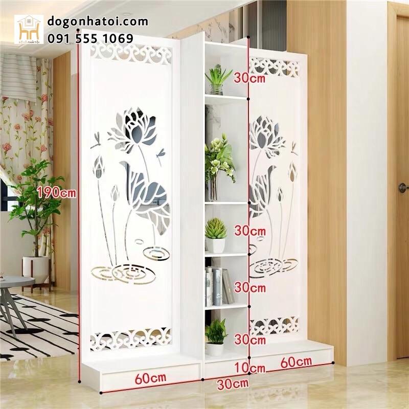 VÁCH NGĂN 2 CÁNH HOA SEN LIỀN 1 KỆ - ĐỒ GỖ NHÀ TÔI