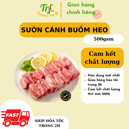 Sườn cánh buồm heo Truefood 500g nhập khẩu cắt miếng dùng xào chua ngọt, nấu canh, nướng tiện lợi