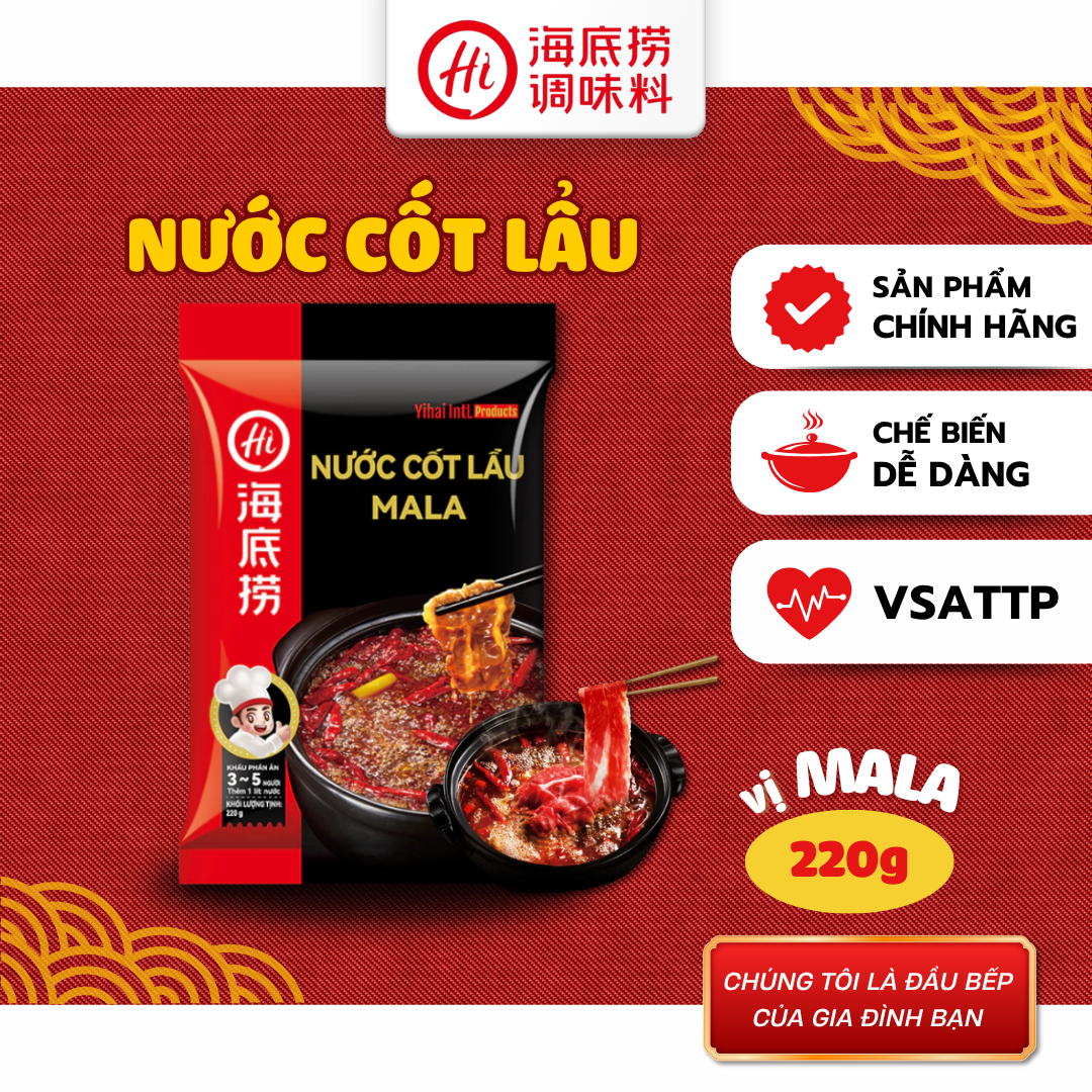 Gia vị Haidilao Nước cốt lẩu Mala lẩu cay tê Tứ Xuyên 220G