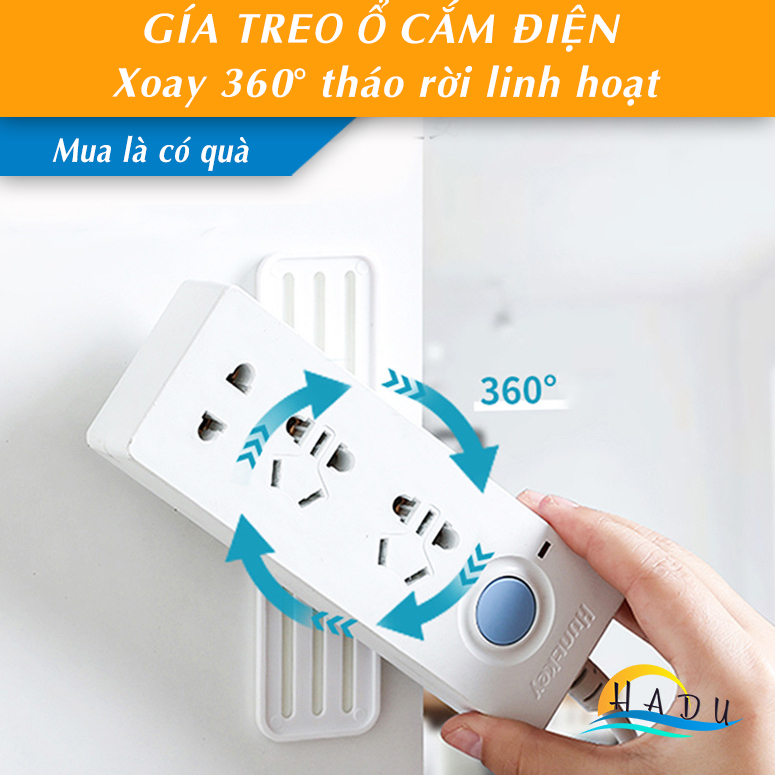 Giá treo ổ cắm điện điều khiển router wifi HADU dính tường xoay 360 linh hoạt tháo rời mang đi cao cấp