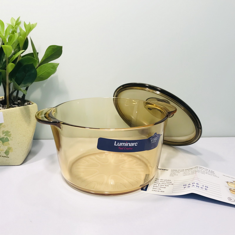 Nồi thủy tinh Luminarc Vitro Amberline 3L đáy hoa văn - Sản xuất tại Pháp