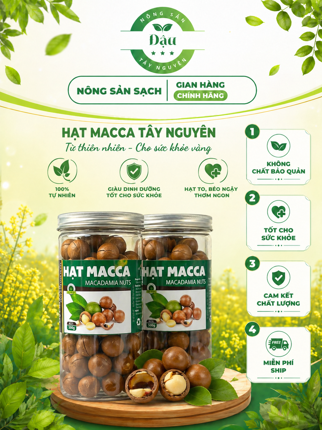 Hạt Macca Tay Nguyên - 100% Tự Nhiên - Giàu Dinh Dưỡng Tốt Cho Sức Khỏe - Hạt Tươi, Sẻ Ngọt Thơm Ngon - Giao Hàng Chính Hãng - Khả Bảo Quản Tốt - Tốt Cho Sức Khỏe - Cam Kết Chất Lượng - Miễn Phí Ship