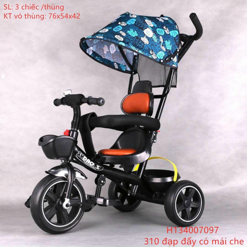 Xe đẩy Senmysan 3B 3 bánh có mái che tay đẩy bàn đạp khung carbon
