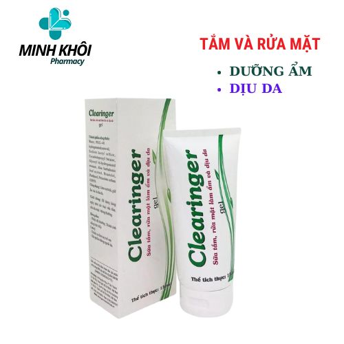 Clearinger 150ml Sữa tắm và rửa mặt giúp dưỡng ẩm, làm dịu da, giảm khô da