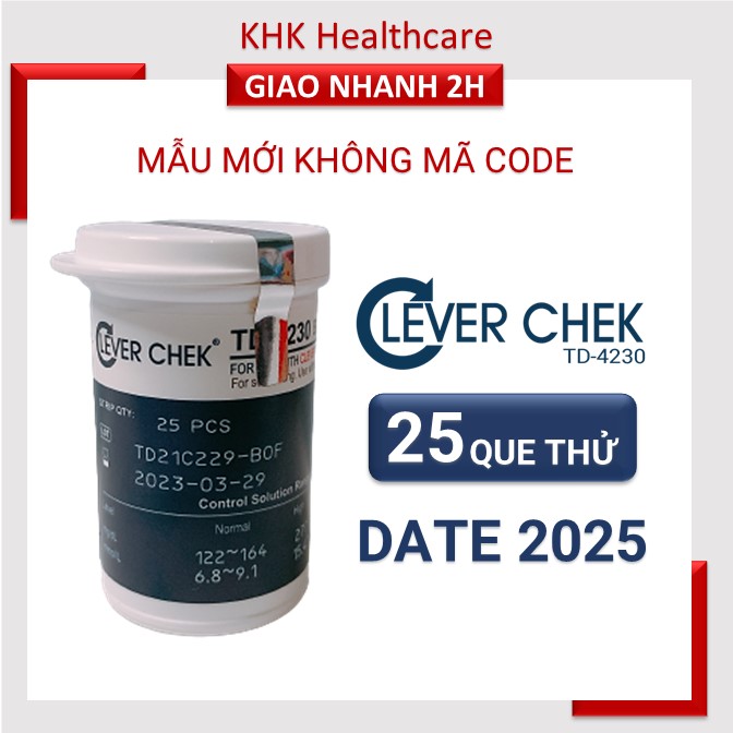 Que thử tiểu đường clever chek td-4230 - 25 que/lọ xuất xứ đài loan khk healthcare