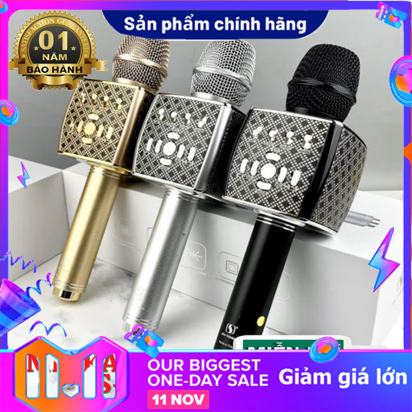 Hot Giảm Mic Hát karaoke kết nối Bluetooth không dây YS-95, micro không dây, micro karaoke bluetooth, micro live stream, micro không dây bluetooth Đèn Led theo nhạc