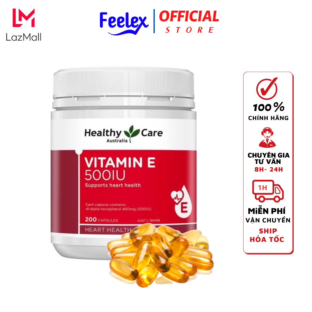 Combo 2 Hộp Viên uống Vitamin E Healthy Care 500IU giảm nám