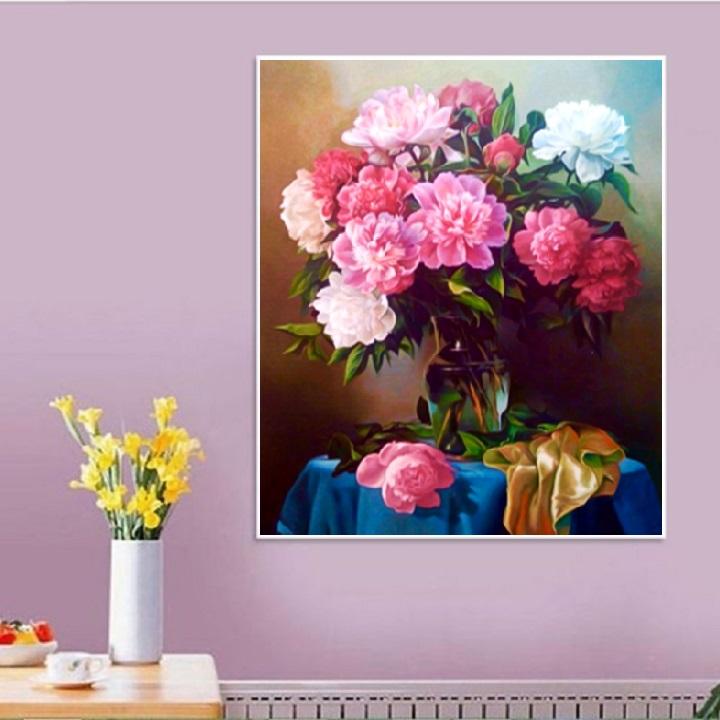 Tranh đính đá bình hoa khoe sắc lv396 50*60cm