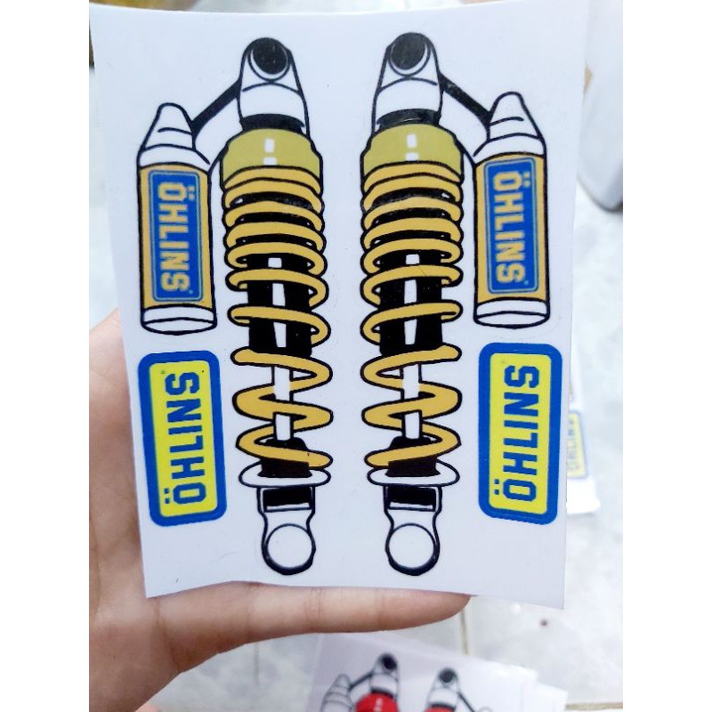 Tem decal hình phuộc ohlins dán xe giá rẻ