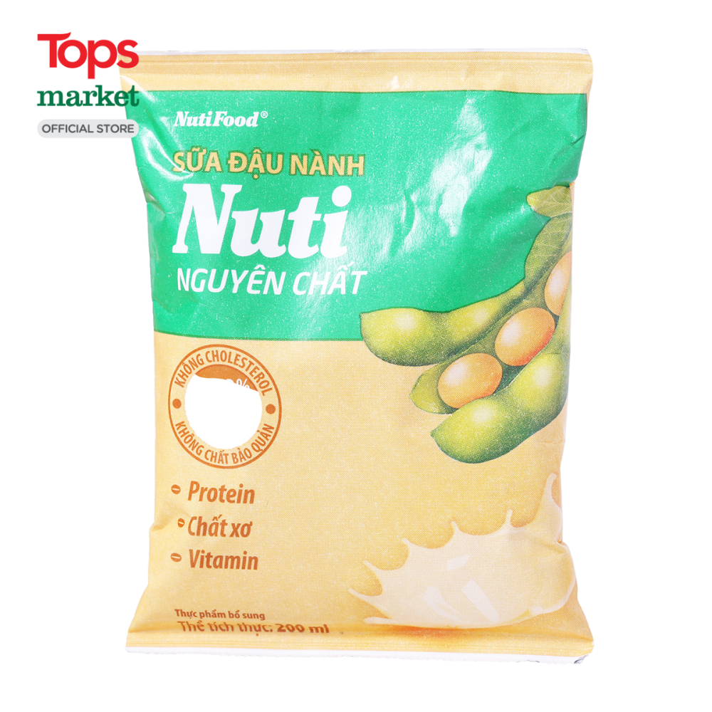 Sữa Đậu Nành Nuti Nguyên Chất Bịch 200ML - Siêu Thị Tops Market