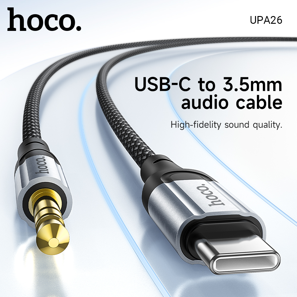 Hoco UPA26 Headphone Converter Aux Cable 3.5mm to 3.5mm AUx Audio/Lightning to AUx 3.5mm/UBS-C to AUx 3.5 for iPhone iPad Samsung Huawei Xiaomi for PC Laptop Speaker