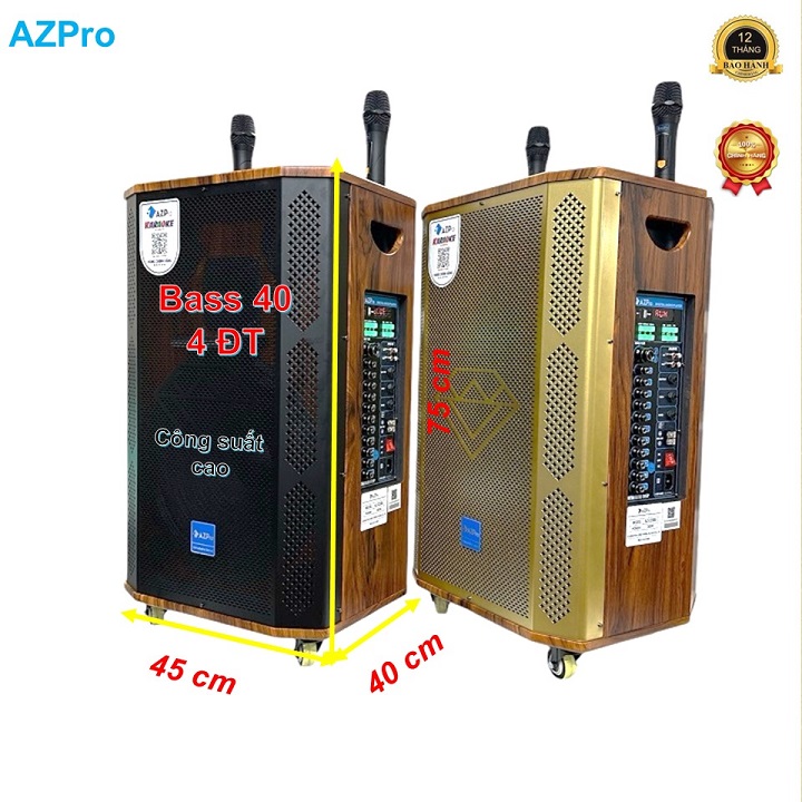 Loa kéo Bluetooth chính hãng AZPRO,AZ-D2506 mạch 12 núm chỉnh có Revert,Bass 40-4 đường tiếng