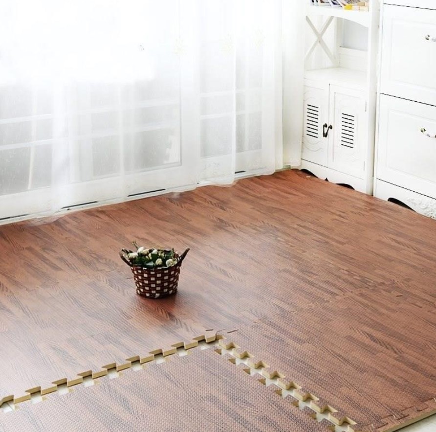 Combo 6 tấm thảm xốp ghép vân gỗ, thảm xốp ghép trải sàn vân gỗ ...