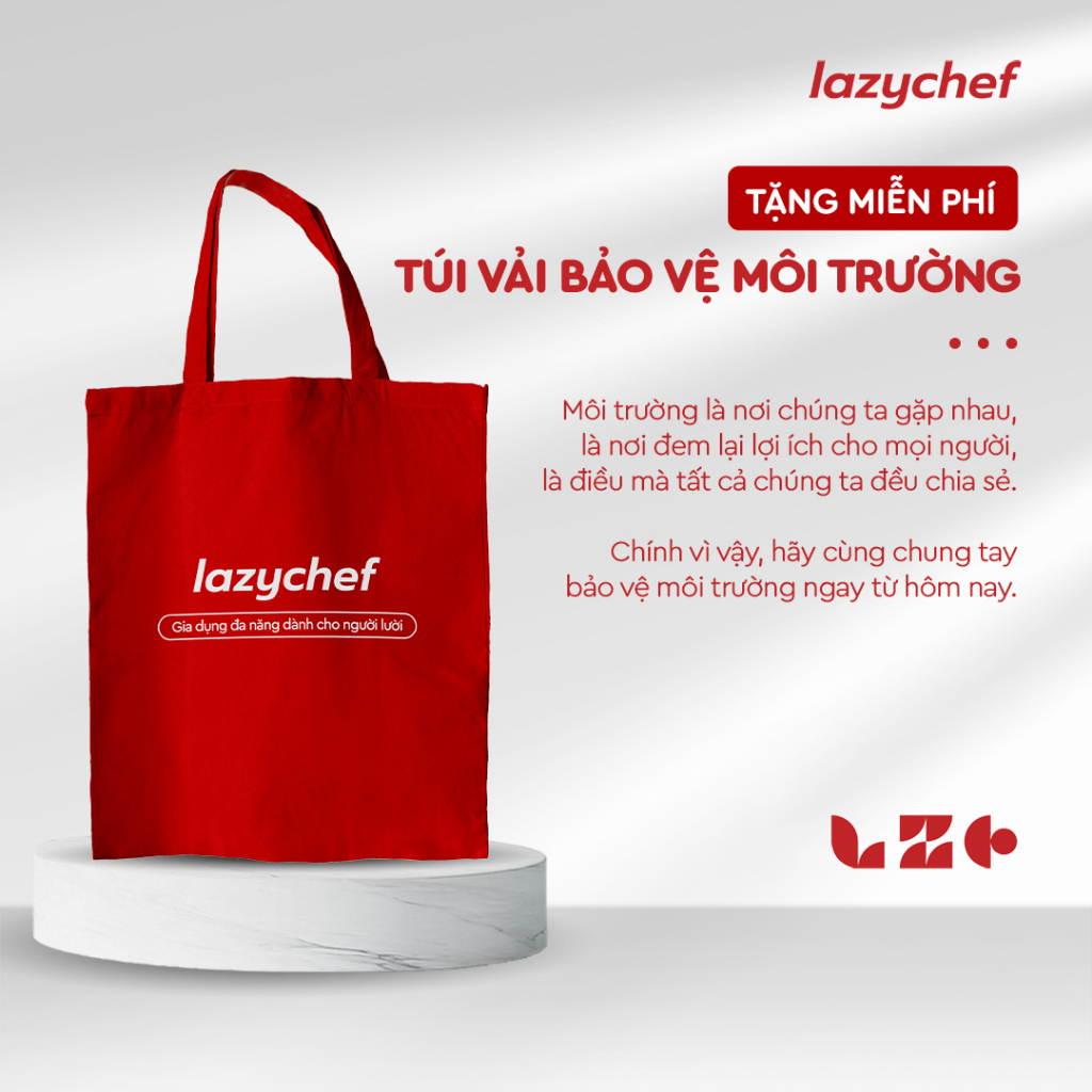 Túi vải tote đa năng màu đỏ năng động Lazychef