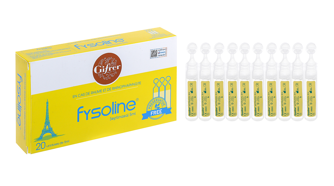 Fysoline vàng - Nước muối sinh lý Kháng khuẩn Pháp - Hỗ trợ viêm mũi