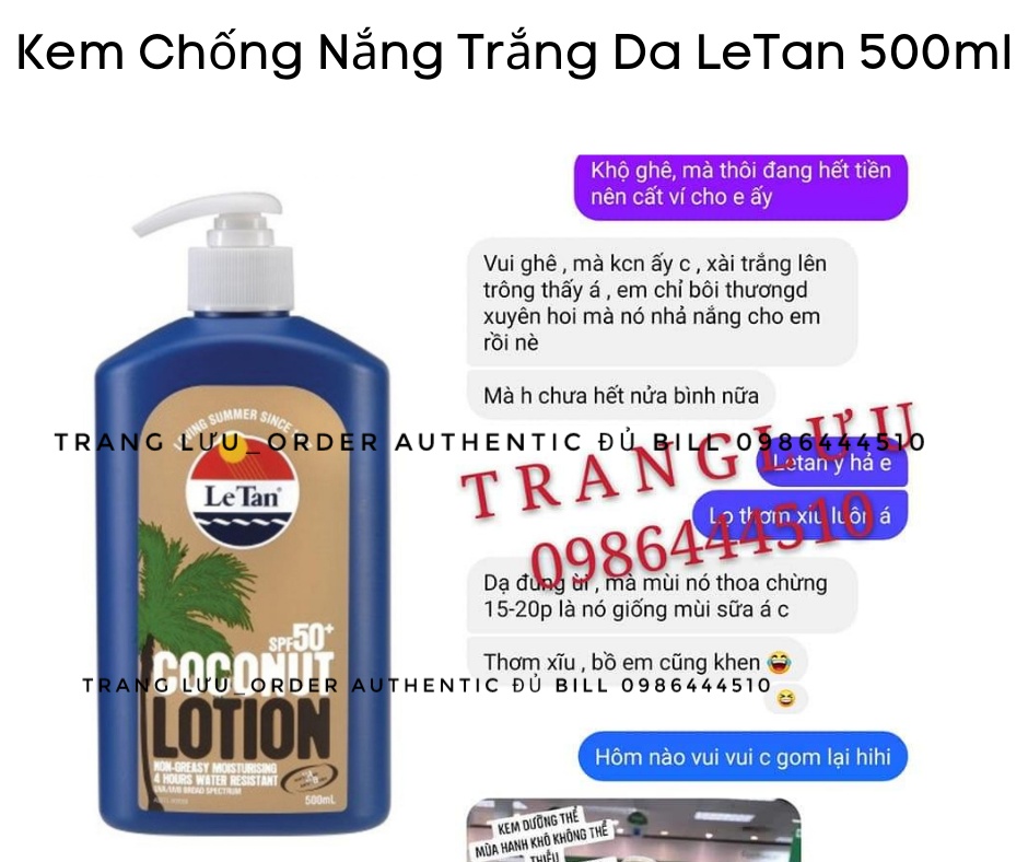 Đủ bill- kem chống nắng letan úc can 500ml