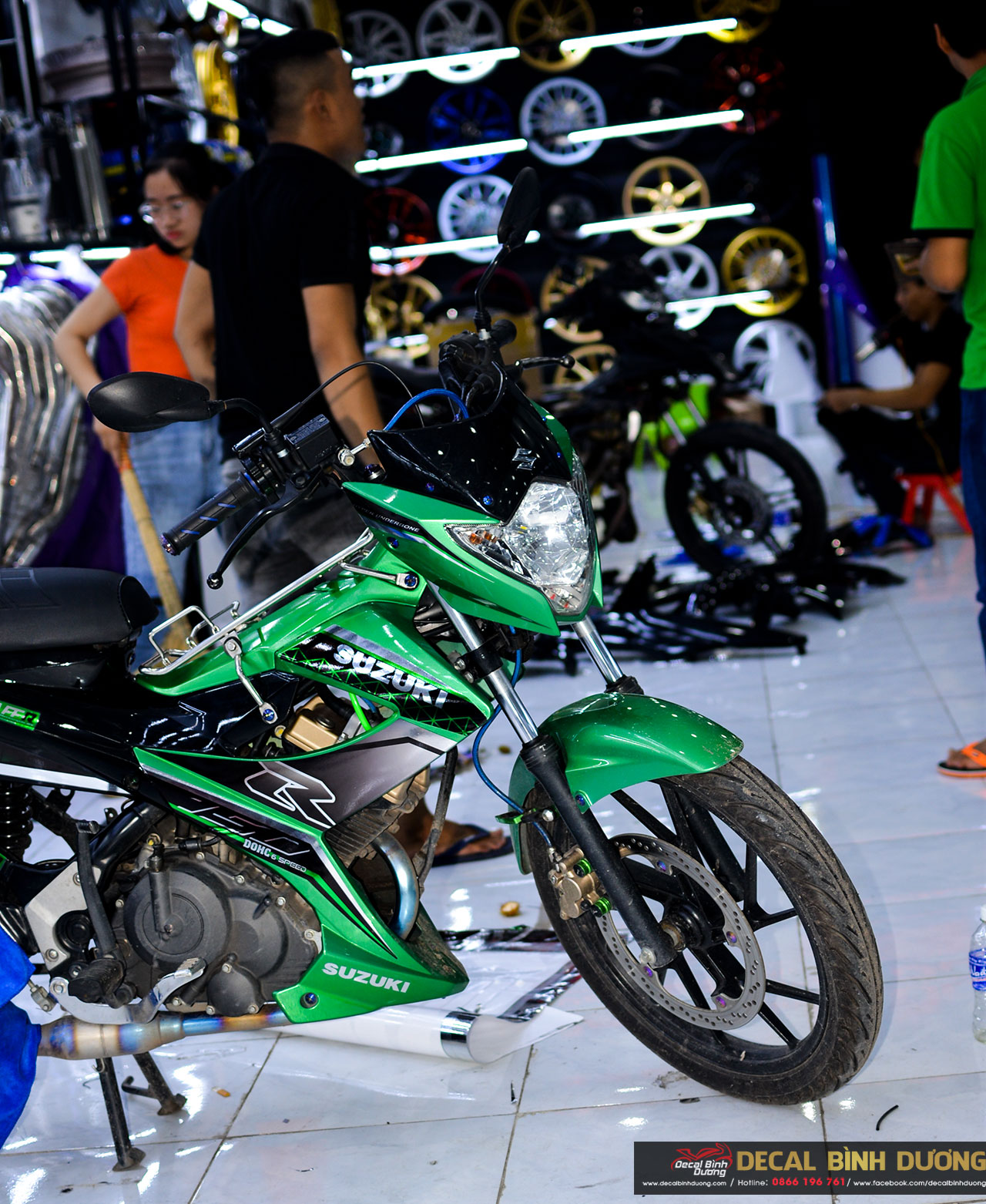 Tem Xe Raider 150 Xanh Đen - Dán Decal Xe Raider Đẹp Giá Rẻ - Đổi Qua Xe Satira, Sonic