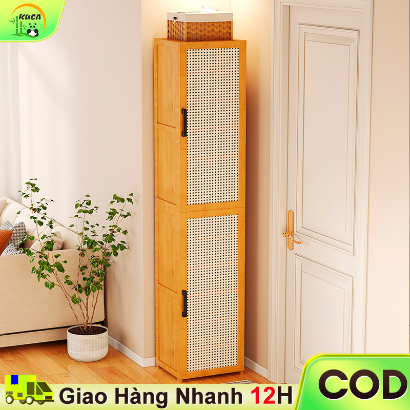 Tủ giày Cửa mây tre đan Tủ giày hiện đại có cửa, thoáng khí, làm từ tre tự nhiên, chống bụi và chống nước