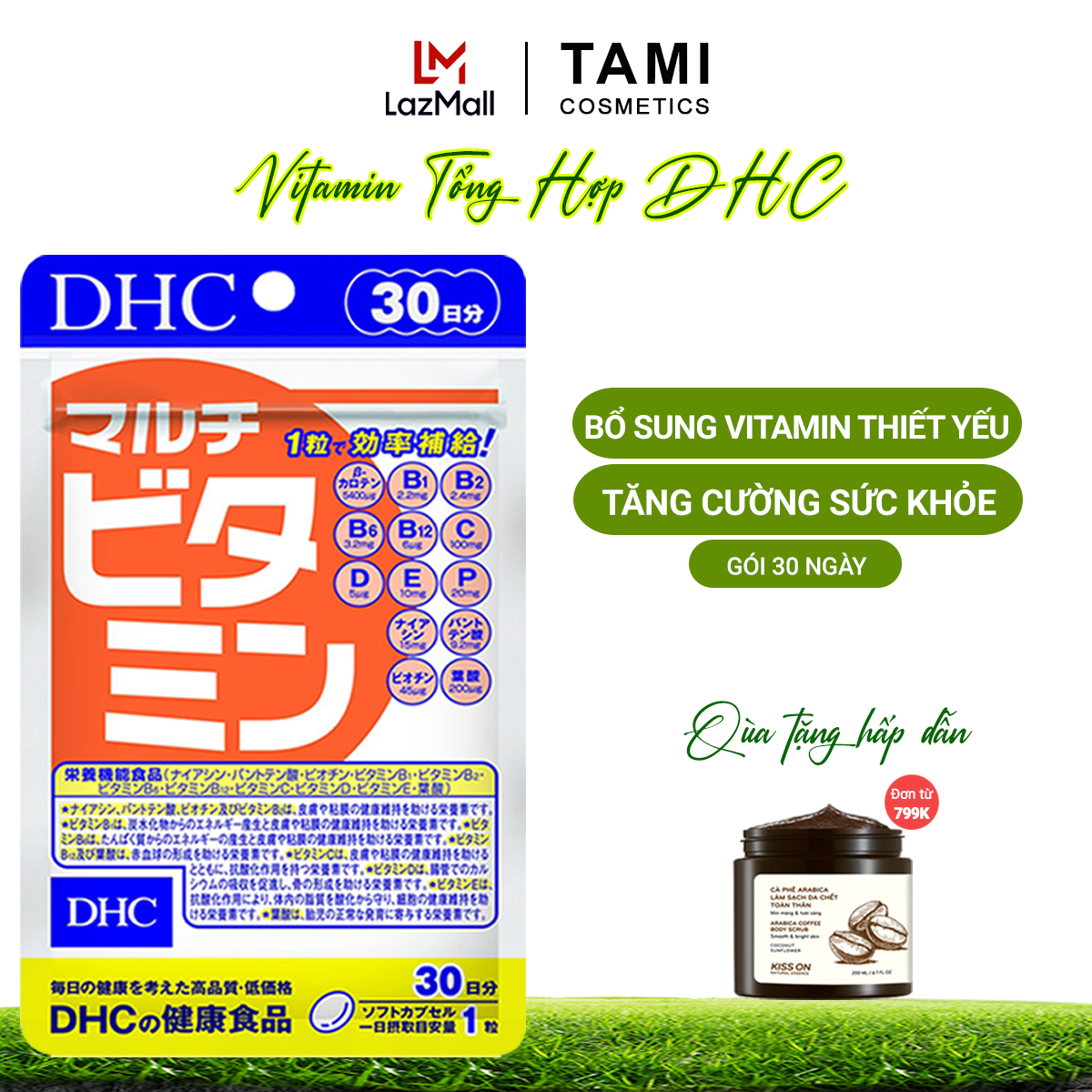 Viên uống Vitamin tổng hợp DHC Nhật Bản Multil Vitamins thực phẩm chức năng bổ sung 12 vitamin thiết yếu hàng ngày nâng cao sức khỏe, làm đẹp da gói 30 ngày TA-DHC-MUL30