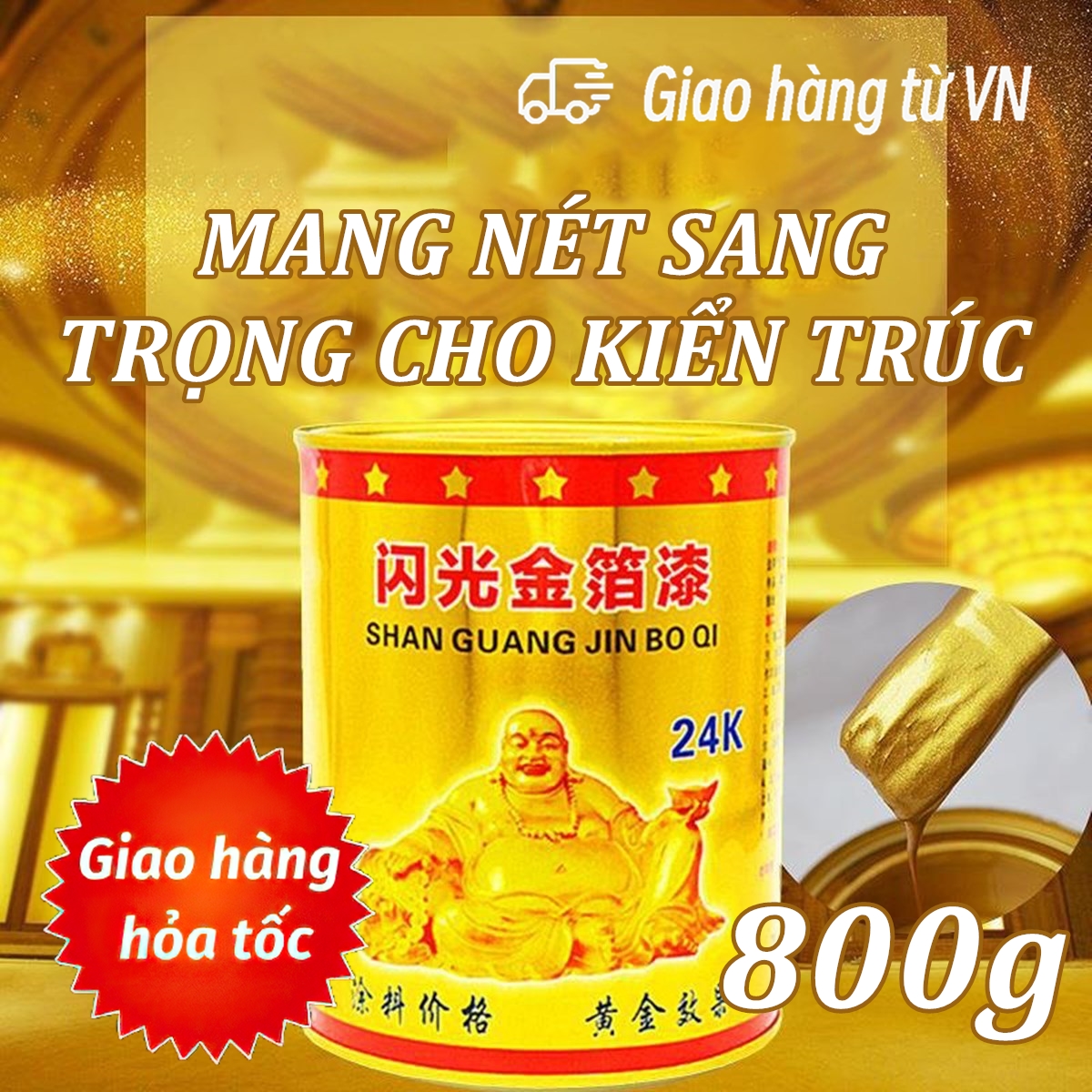 800g Sơn thơm nhũ Vàng lấp lánh
