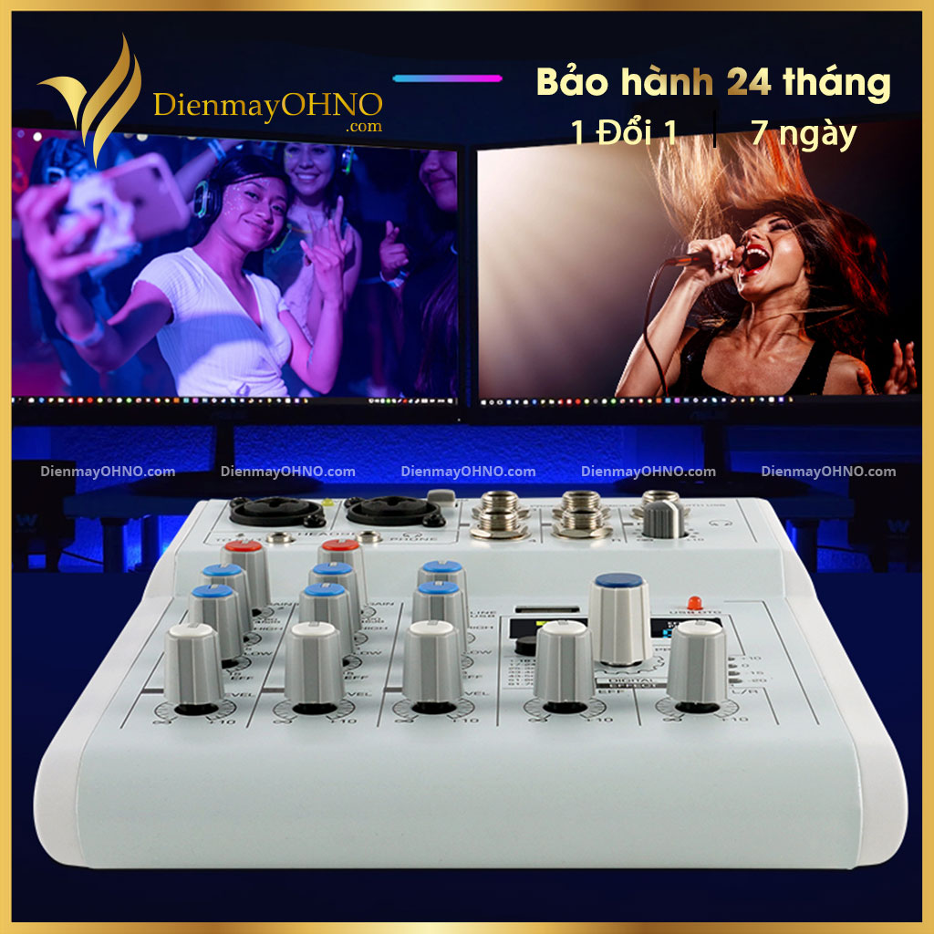 Mixer Livestream Không Dây MIXER E4 Cao Cấp - Bộ Bàn Mixer Chống Hú Karaoke Mini Trộn Âm Thanh Gia Đình Cao Cấp - Điện Máy OHNO