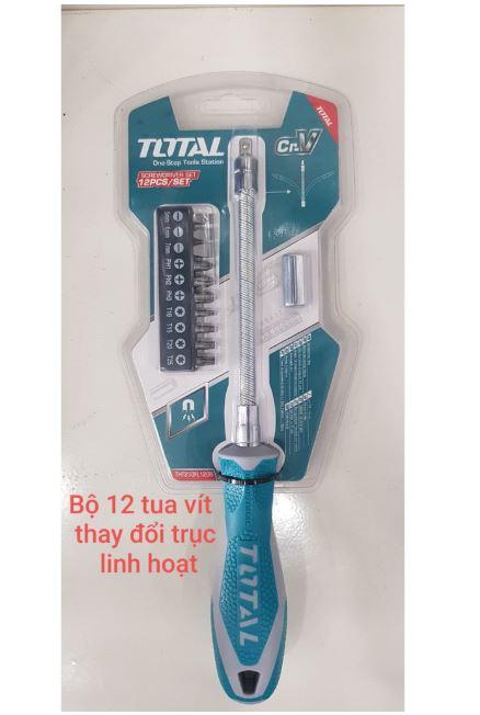 Bộ tuốc nơ vít thay đổi trục linh hoạt 12 chi tiết total tht250fl1206