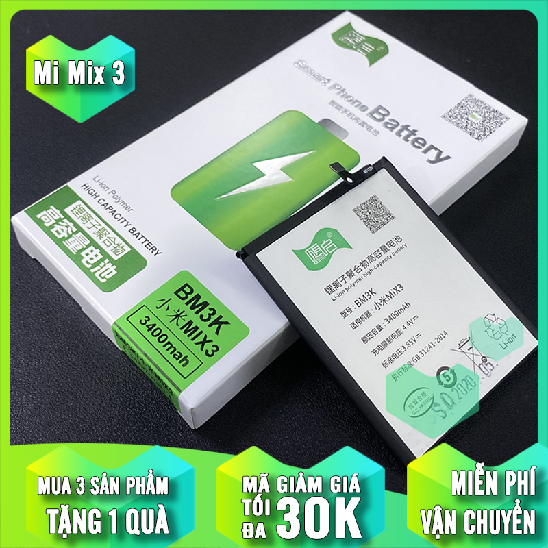 Pin suiqi li-ion thay thế cho xiaomi mi mix 3 3400mah