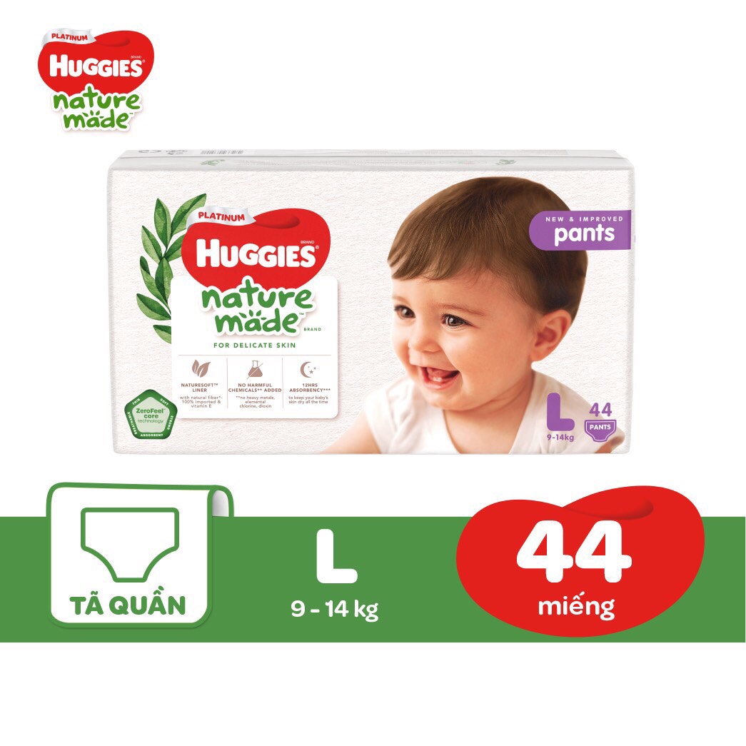 Tã Quần Huggies Platinum Nature Made Size L 44 Miếng