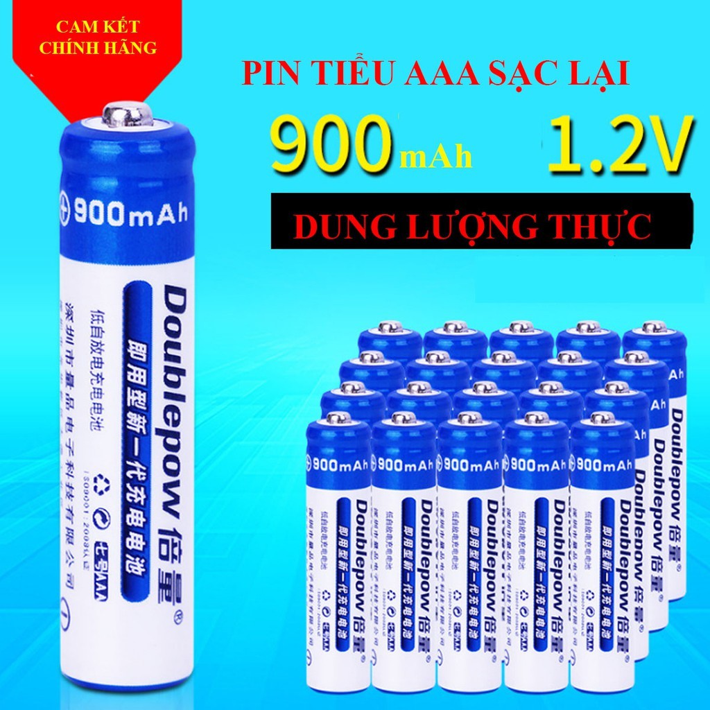 Bộ 4 viên pin tiểu sạc doublepow aaa 900mah