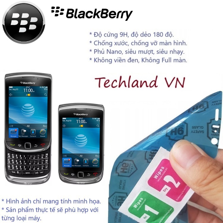 Cường Lực Phủ Nano Blackberry Torch 9800 / 9810 / 9850 / 9860 - Trong Suốt, Không Full Màn, Không Viền Đen