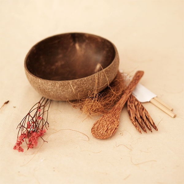 [HCM][COMBO] 1 Chén dừa + 1 muỗng + 1 nĩa + 1 đũa tre thân thiện