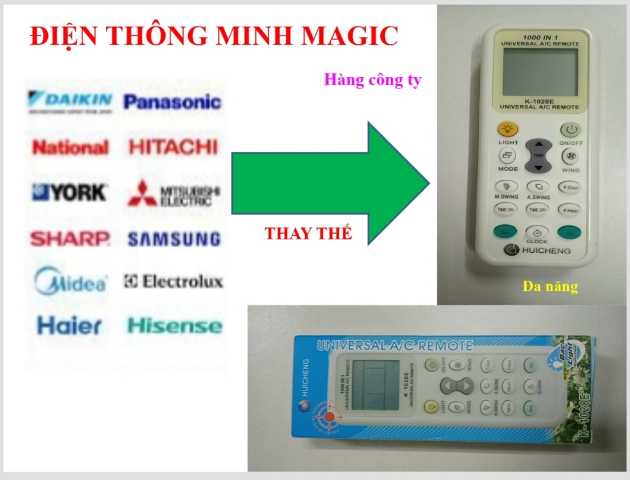 [HCM]ĐIỀU KHIỂN MÁY LẠNH ĐA NĂNG K-1028E TÍCH HỢP MÃ 1000 SẢN PHẨM