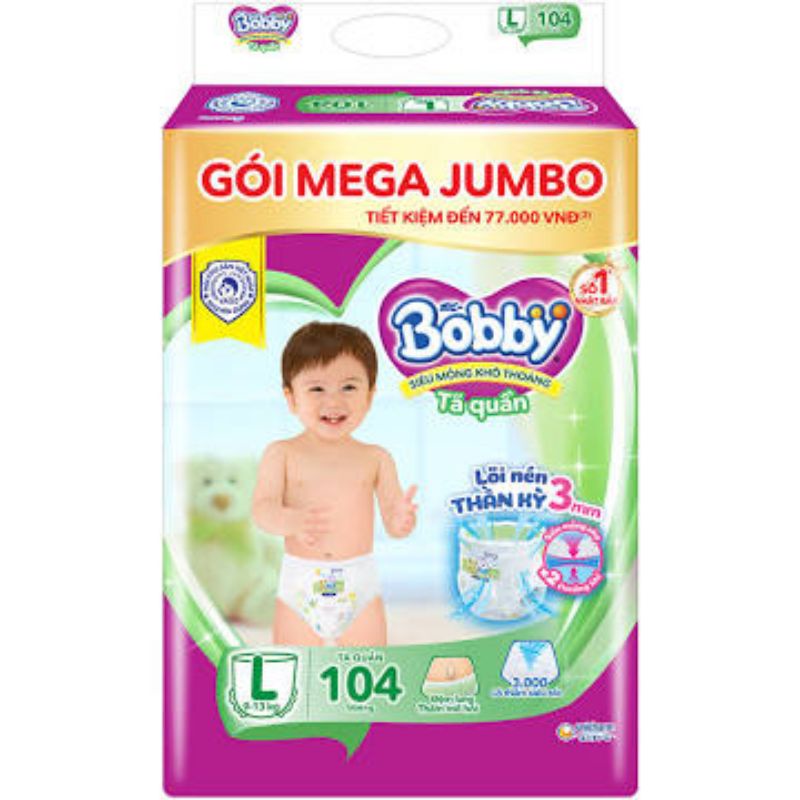 Tã quần bobby mega jumbo l104/ xl102/ xxl93/ m120/xl92/xxl84