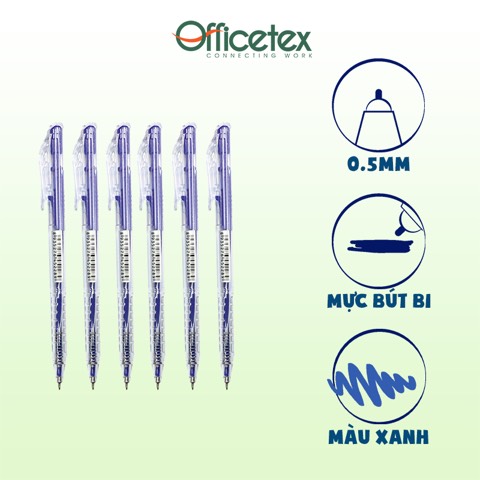 Set 20 cái bút bi Officetex ngòi 0.5mm mực xanh