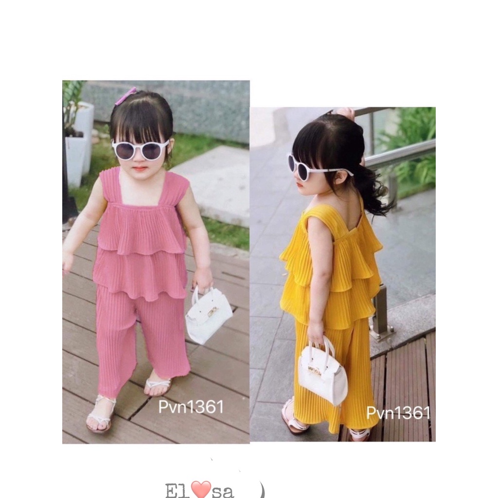 Quần áo bé gái- Bộ Dập Ly 2 Tầng Bánh Bèo Cho Bé 1-5 Tuổi
