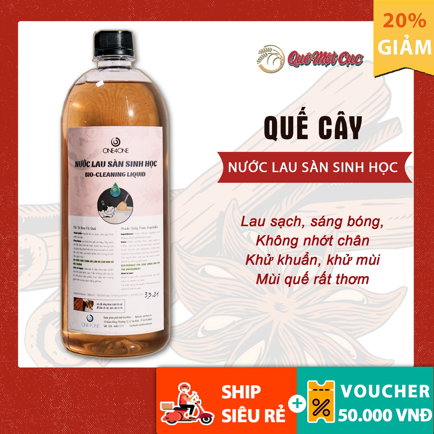 Nước lau sàn sinh học (CÓ ƯU ĐÃI),hữu cơ, an toàn cho da em bé, nhạy cảm QUÊ MỘT CỤC 1 LÍT