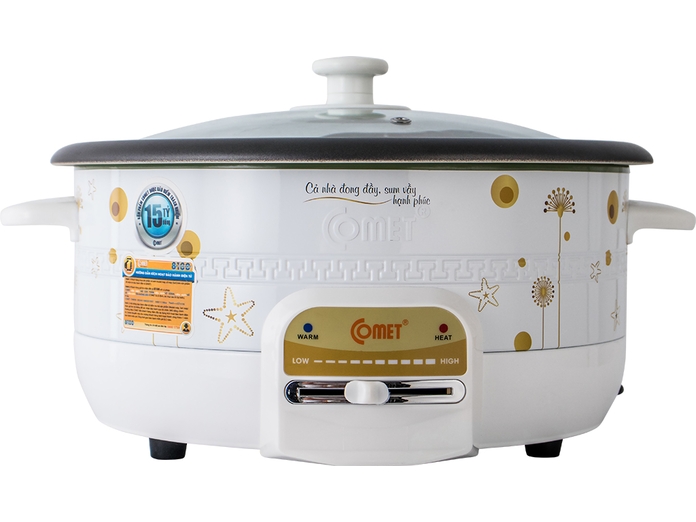 Nồi lẩu điện Comet 3.5 lít CM7731. Dung tích 3.5 lít. Nấu lẩu, xào, nấu súp... Công suất 1300 W