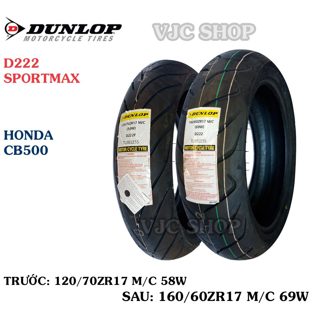 Honda CB - Bộ 2 lốp/vỏ xe máy Dunlop cỡ 120/70ZR17 (trước) và 160/60ZR17 (sau) D222 Sportmax Thái La