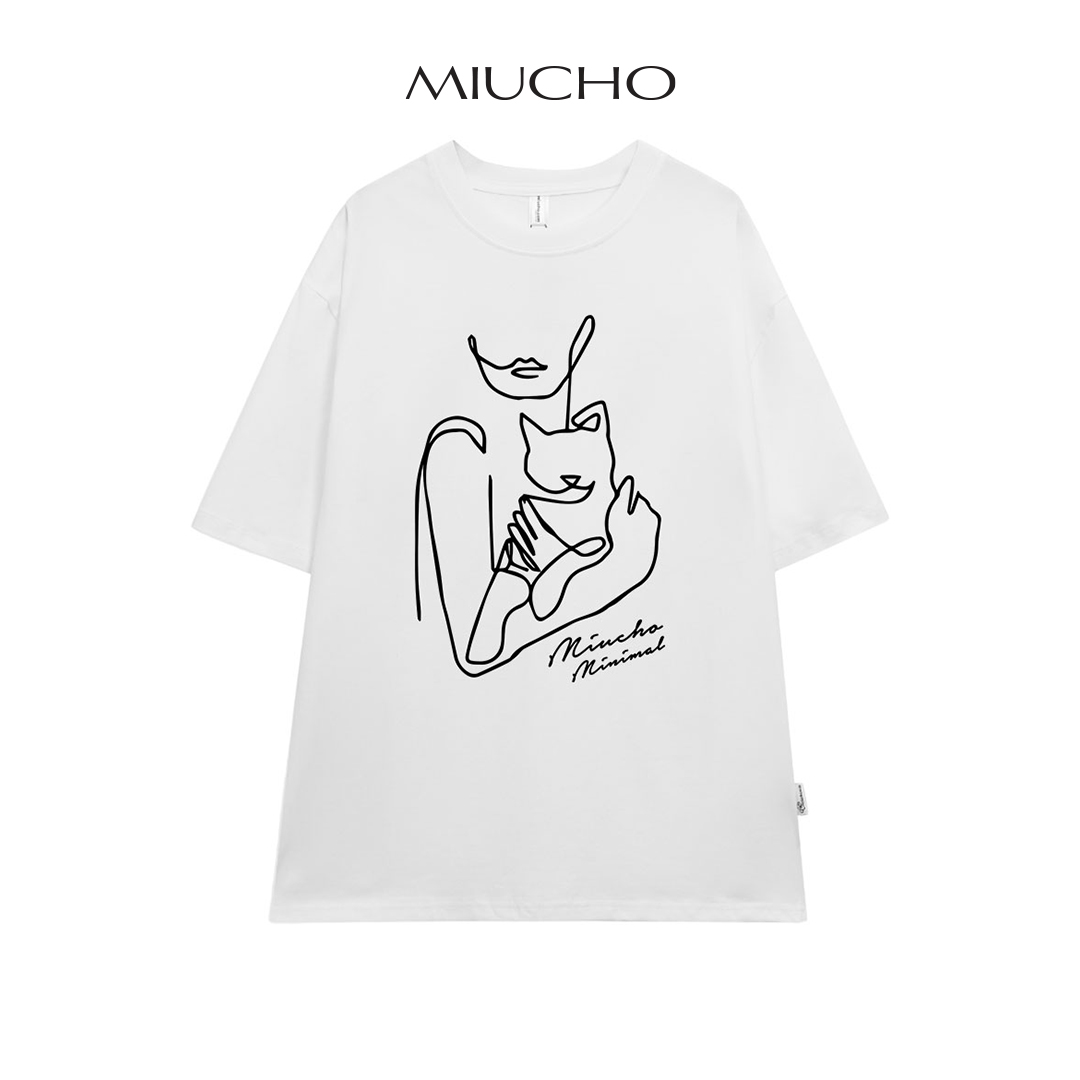 Áo thun unisex form rộng AT359 Miucho basic tee tay lỡ dành cho nam nữ in graphic