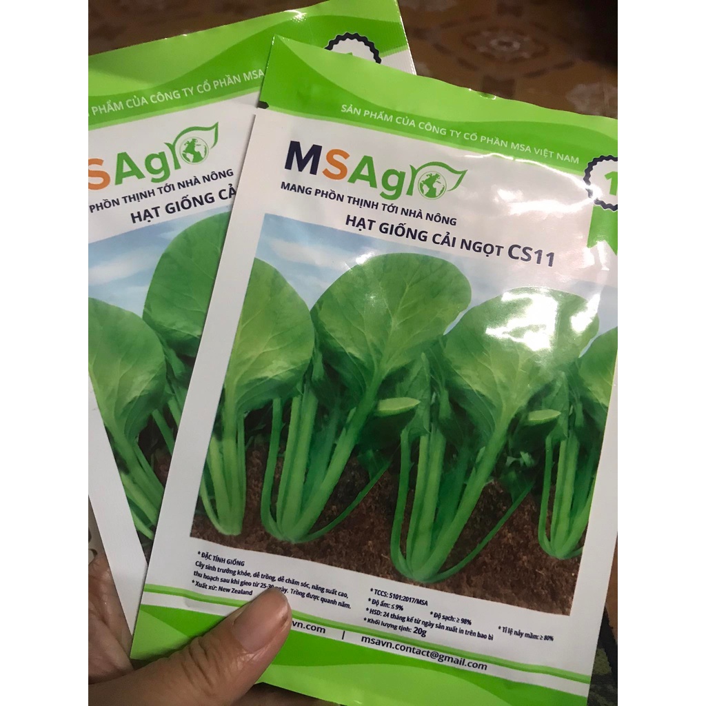 Hạt giống rau cải ngọt cọng xanh gói 20g