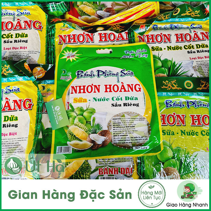 Bánh phồng sữa nhơn hoàng - bánh tráng sữa lá dứa, sầu riêng béo ngon - út hà đặc sản