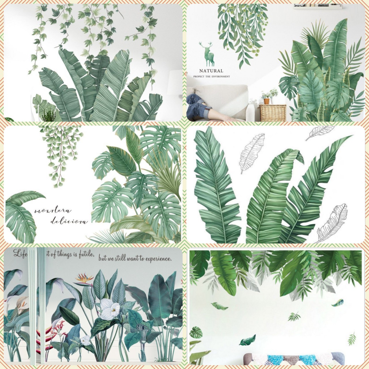 DECAL TRANG TRÍ PHÒNG KHÁCH DECAL HOA LÁ, CHÂN TƯỜNG HOA NHIỀU SẮC MÀU