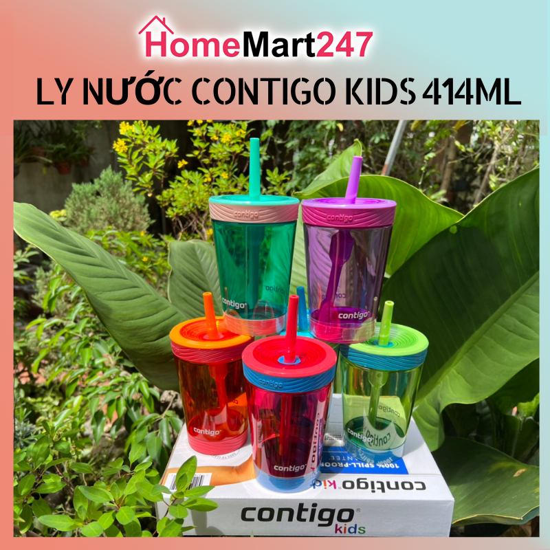 Ly nước cho bé contigo 414 ml chính hãng mỹ, có ống hút